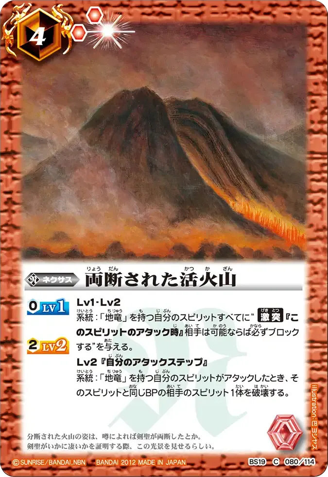両断された活火山